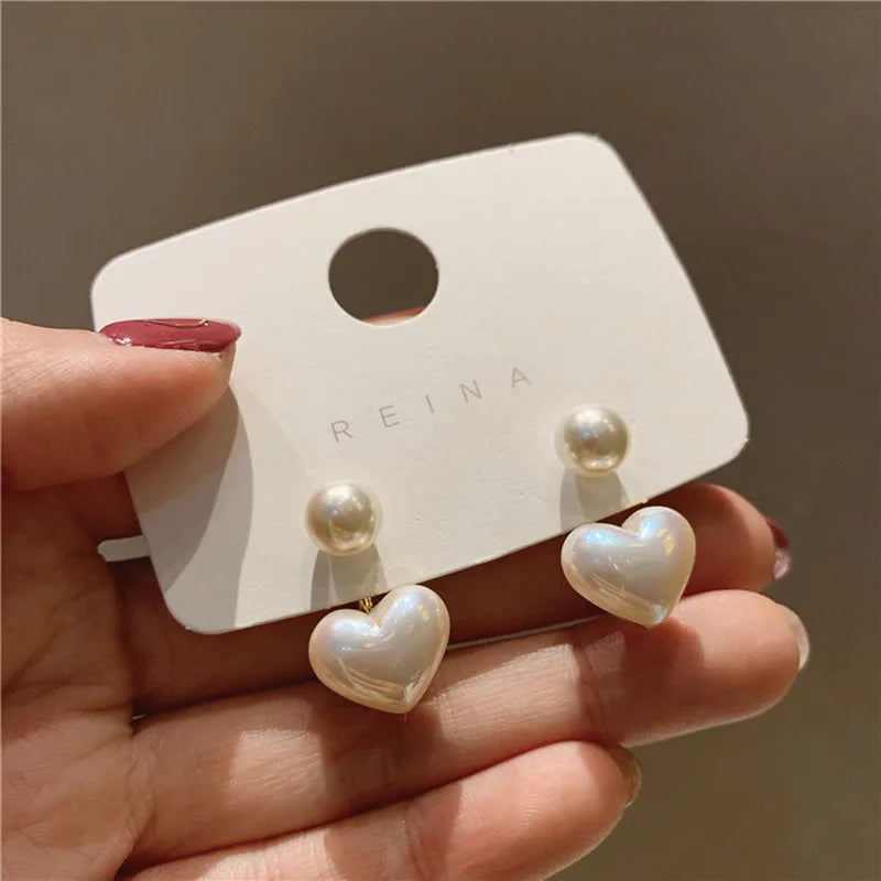 Women's Accessories - Pearl Heart Earrings