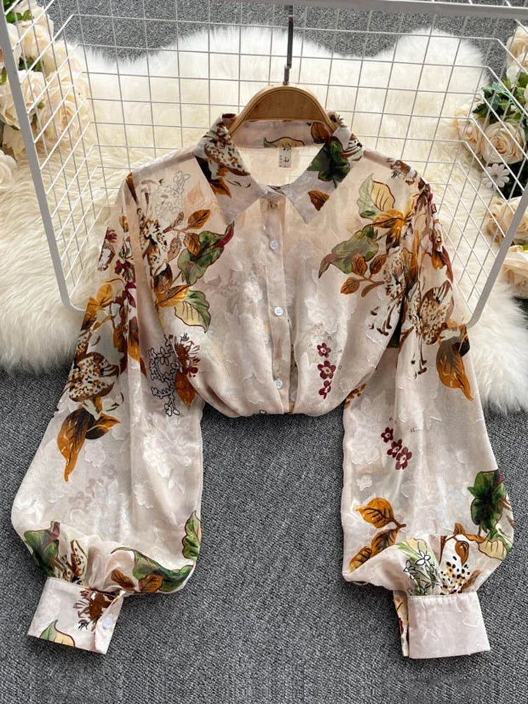 Blusa de gasa con estampado floral para mujer, temporada primavera/verano