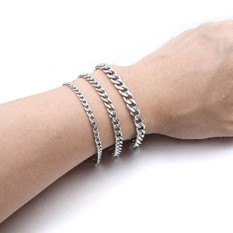 Pulsera de cadena cubana unisex de acero inoxidable
