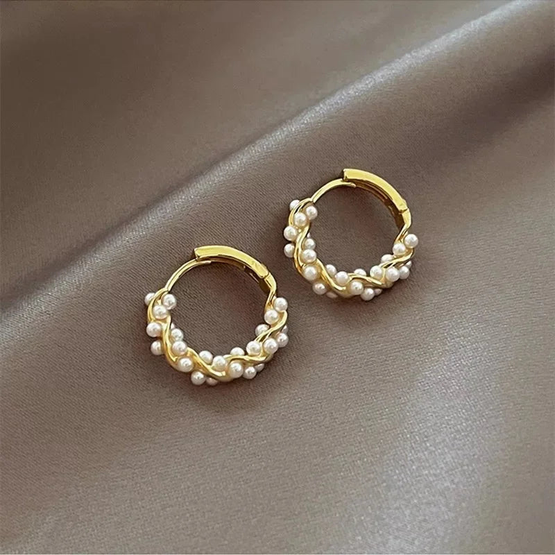 Women's Accessories - Pearl Hoop Earrings