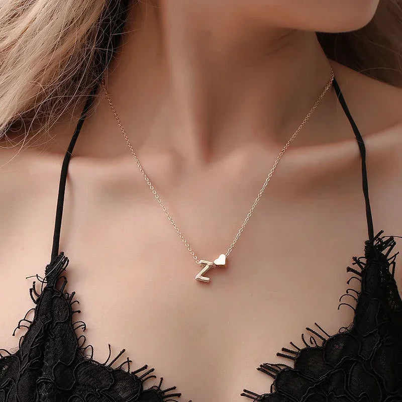 Custom Trendy Letter Pendant Heart Necklace for Women