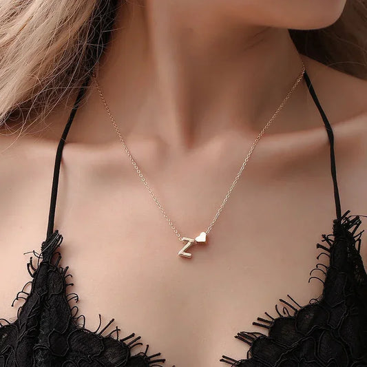 Custom Trendy Letter Pendant Heart Necklace for Women