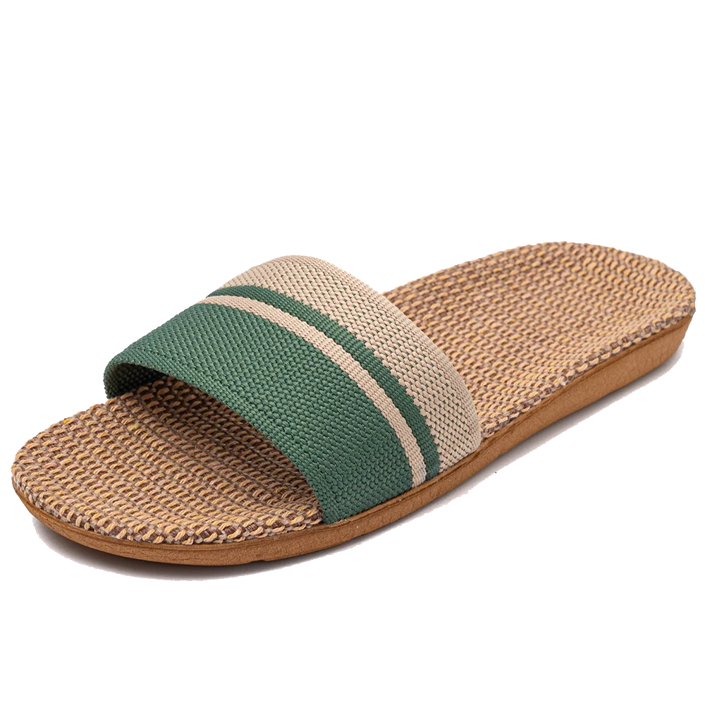 Sandalias planas para mujer: zapatillas ligeras de lino de verano (interior/exterior)