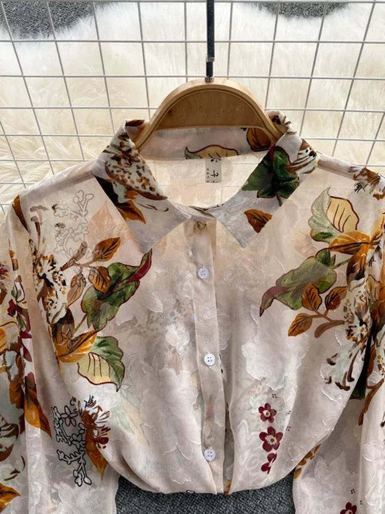 Blusa de gasa con estampado floral para mujer, temporada primavera/verano