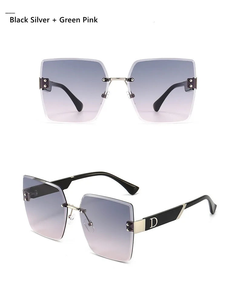 Gafas de sol para mujer: Gafas de montura cuadrada de lujo sin montura
