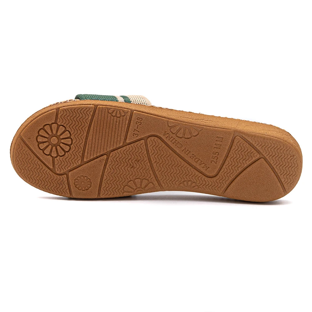 Sandalias planas para mujer: zapatillas ligeras de lino de verano (interior/exterior)