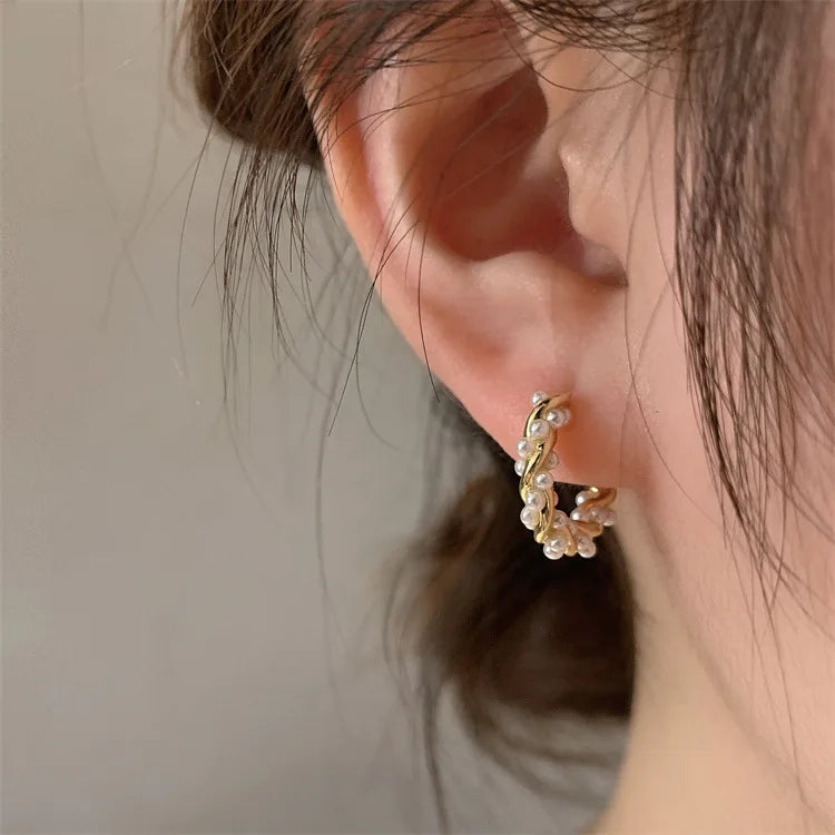 Women's Accessories - Pearl Hoop Earrings