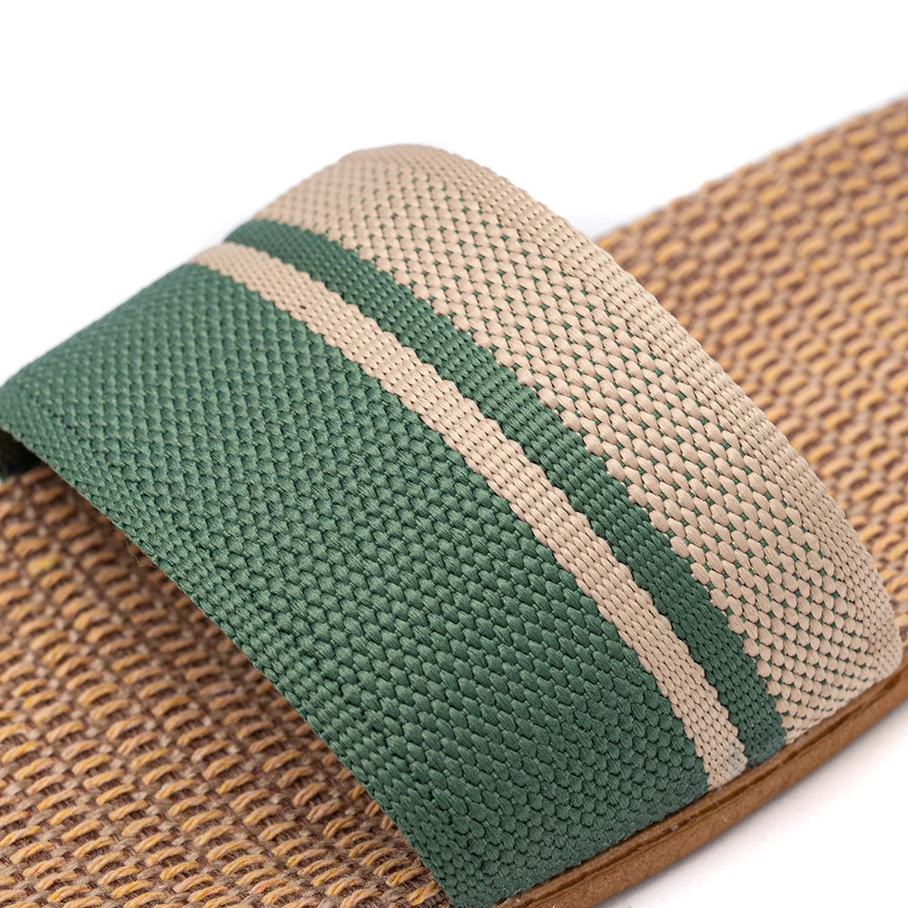 Sandalias planas para mujer: zapatillas ligeras de lino de verano (interior/exterior)