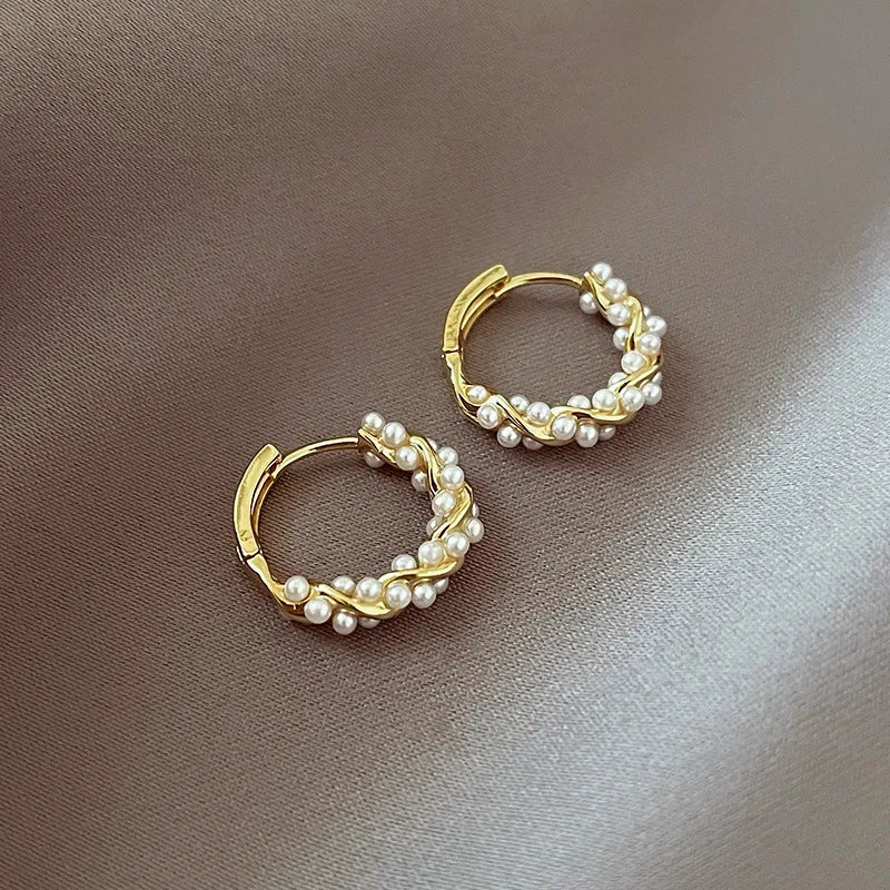 Women's Accessories - Pearl Hoop Earrings