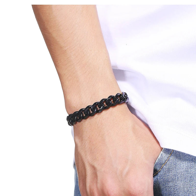 Pulsera de cadena cubana unisex de acero inoxidable