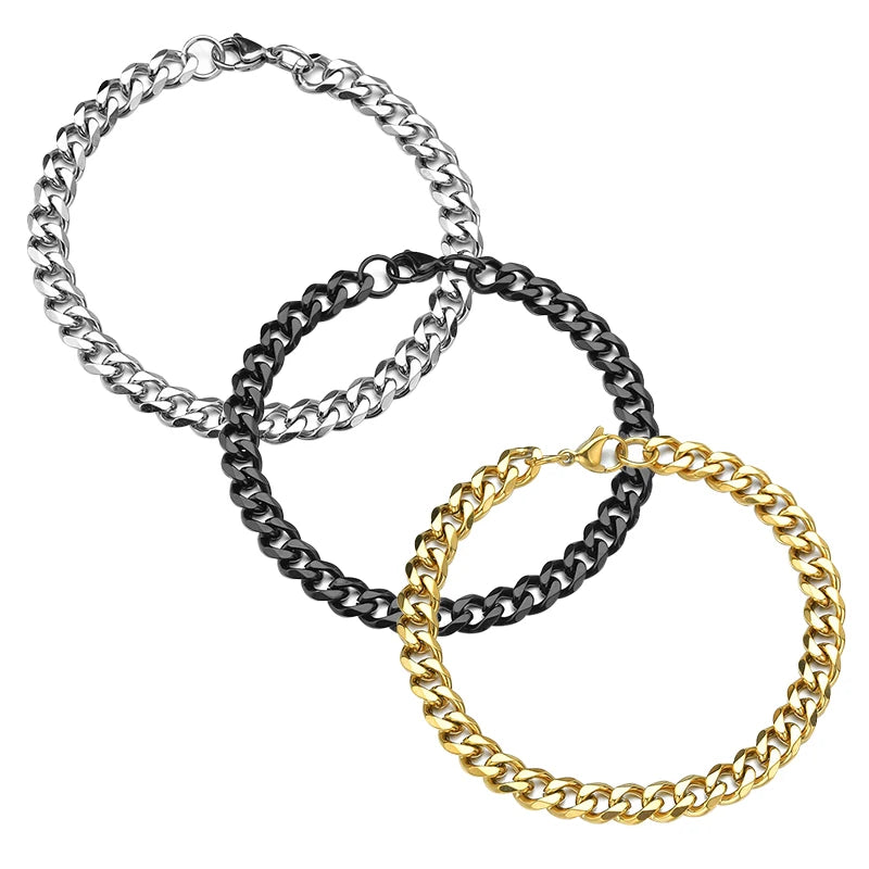 Pulsera de cadena cubana unisex de acero inoxidable