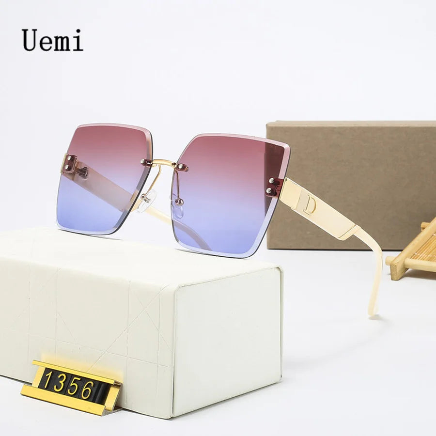 Gafas de sol para mujer: Gafas de montura cuadrada de lujo sin montura