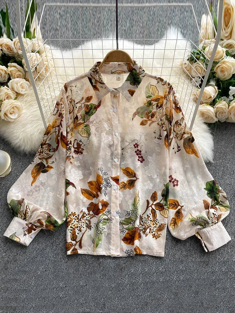 Blusa de gasa con estampado floral para mujer, temporada primavera/verano