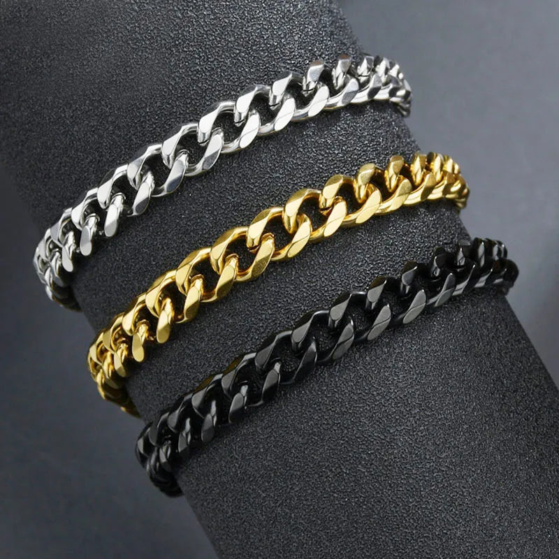 Pulsera de cadena cubana unisex de acero inoxidable