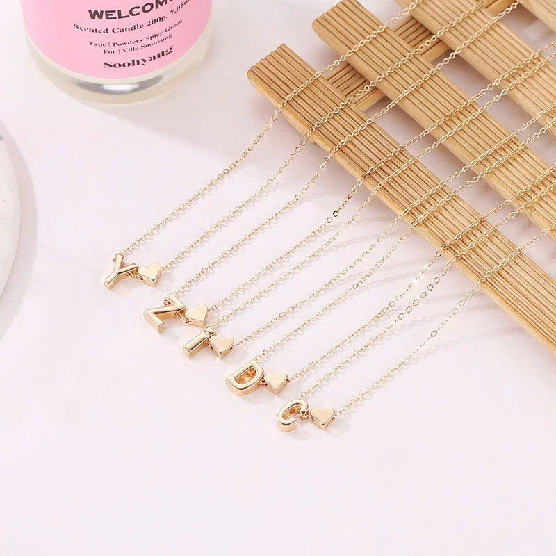 Custom Trendy Letter Pendant Heart Necklace for Women