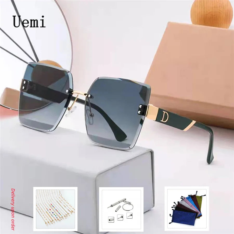 Gafas de sol para mujer: Gafas de montura cuadrada de lujo sin montura