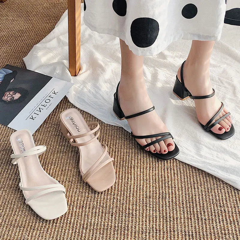Women's Shoes: High Heel (Square / Open Toe)