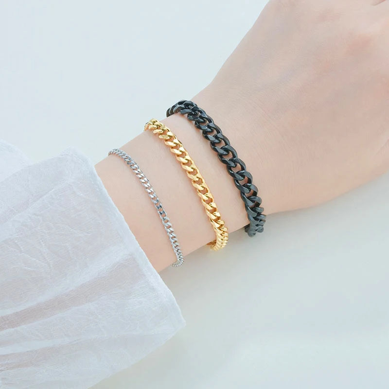 Pulsera de cadena cubana unisex de acero inoxidable