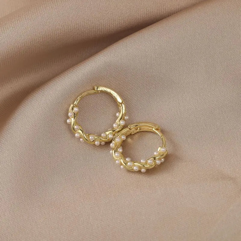 Women's Accessories - Pearl Hoop Earrings